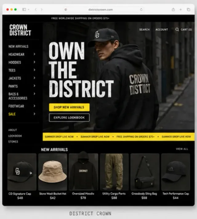 Tema District Crown aplicado a una tienda online