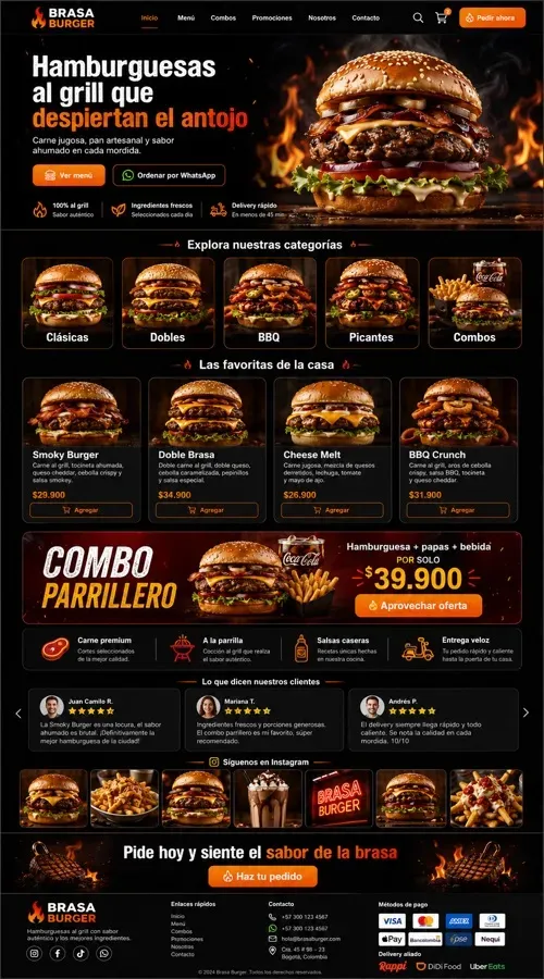Página de inicio del tema Grill Chief en una tienda online de Katalo