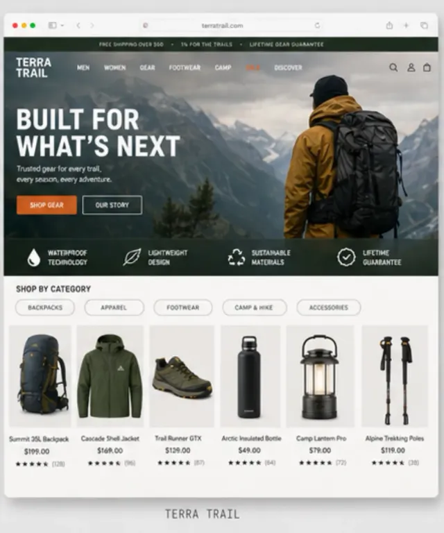 Tema Terra Trail aplicado a una tienda online
